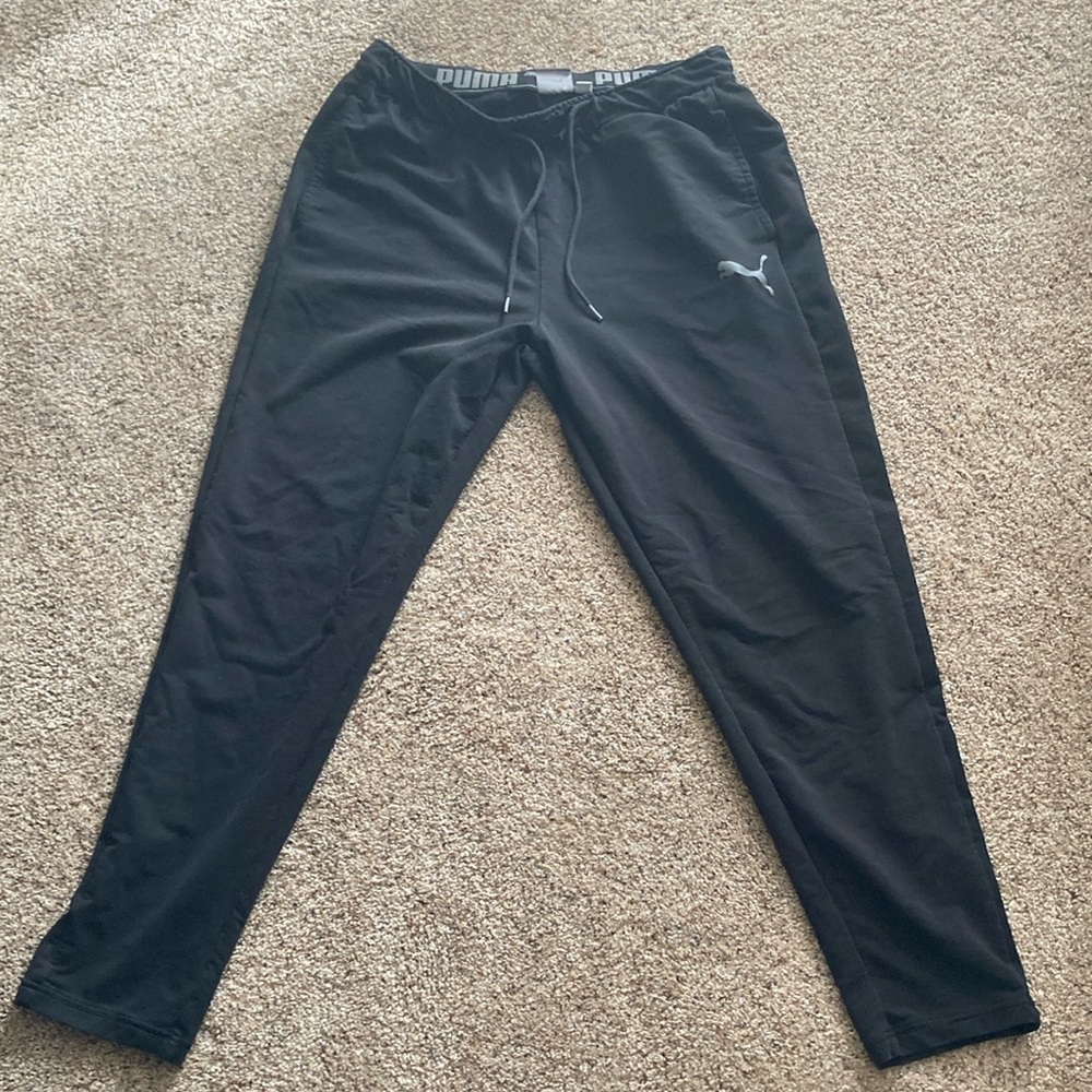 Mens Black Puma Beater Nylon Polyester Blend Athletic Sweatpants.